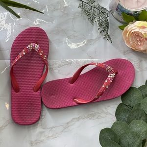 Hot pink rhinestone studded sandals